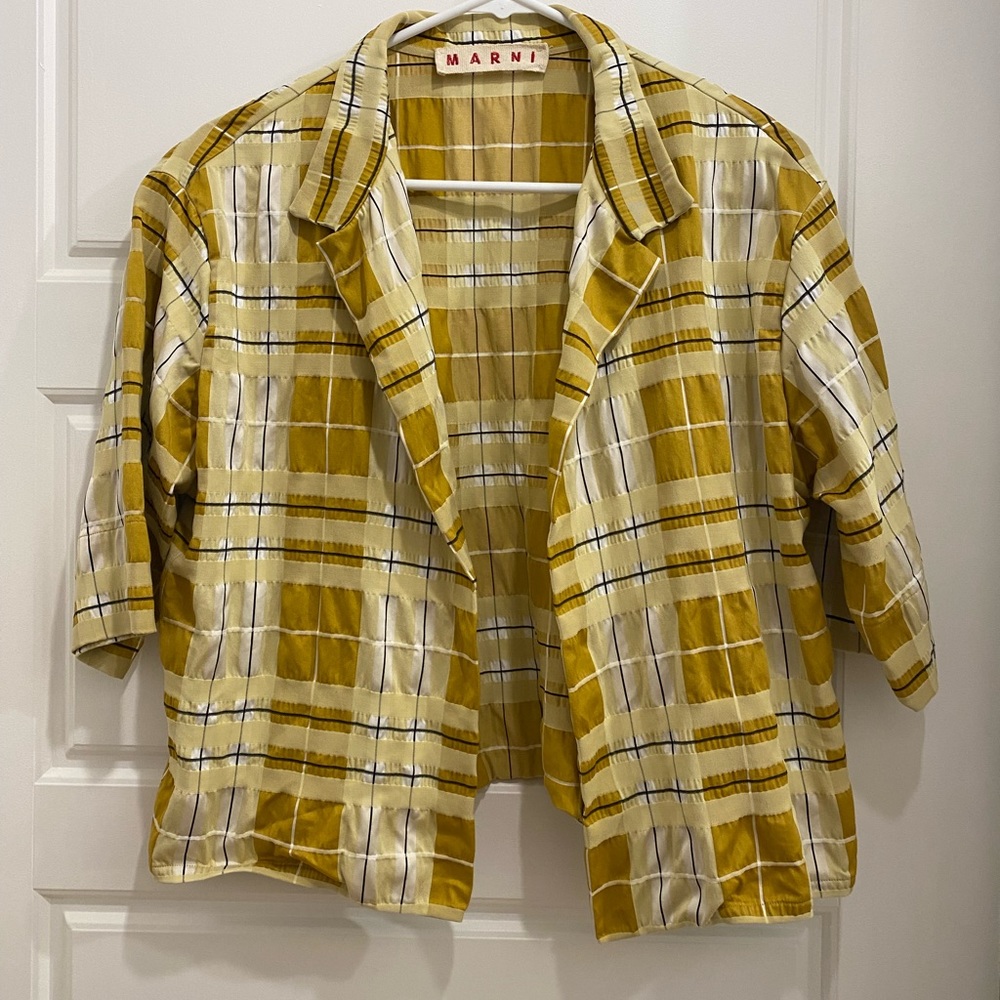 Marni Yellow Plaid Open Jacket